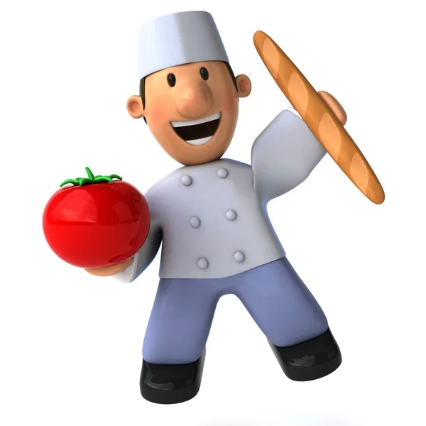 Fun baker with tomato — Stock Photo, Image