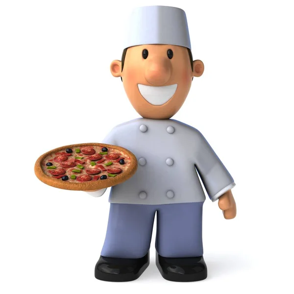 Baker holding pizza — Stok fotoğraf