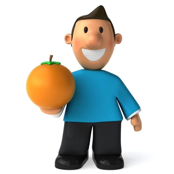 Divertido homem casual com laranja — Fotografia de Stock