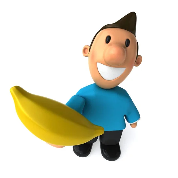 Διασκεδαστικό casual άνθρωπος με μπανάνα — Φωτογραφία Αρχείου