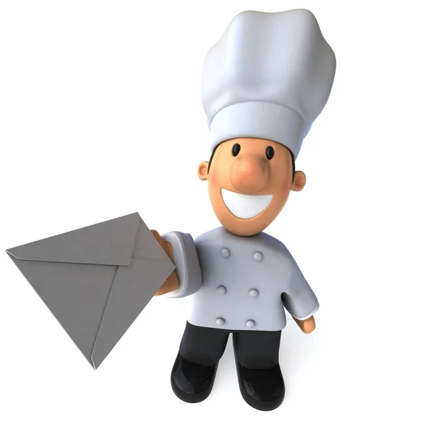 Chef divertido com envelope — Fotografia de Stock