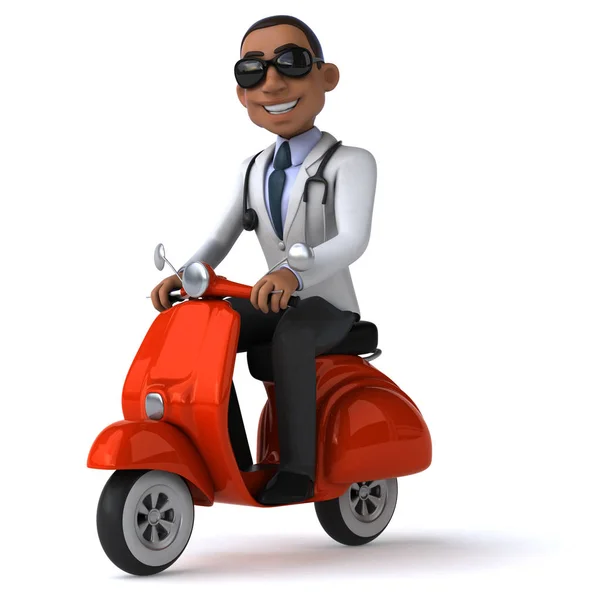 Fun doctor on scooter — Stock Photo, Image