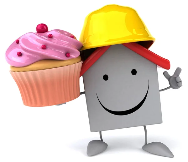 Personaggio del cartone animato con cupcake — Foto Stock