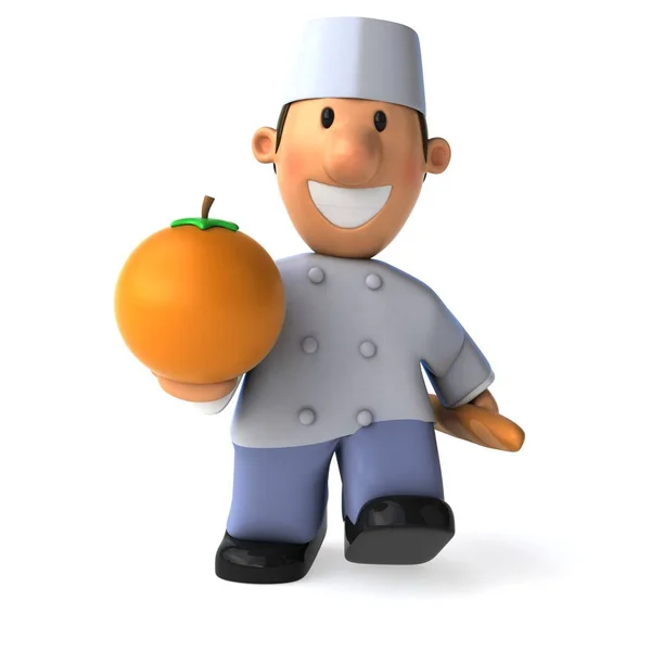 Fun baker with orange — Stock Photo, Image