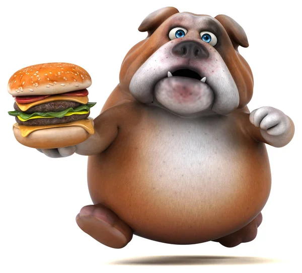 Rolig tecknad karaktär med hamburgare — Stockfoto