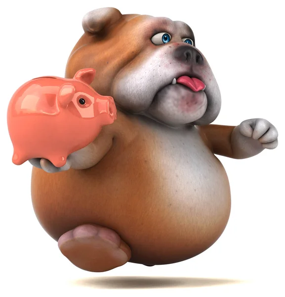 Szórakoztató bulldog gazdaság piggybank — Stock Fotó