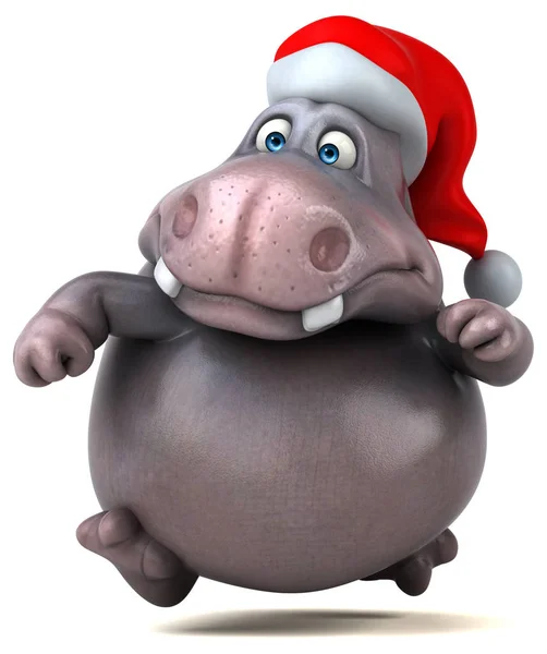 Zabawny hipopotam w santa hat — Zdjęcie stockowe