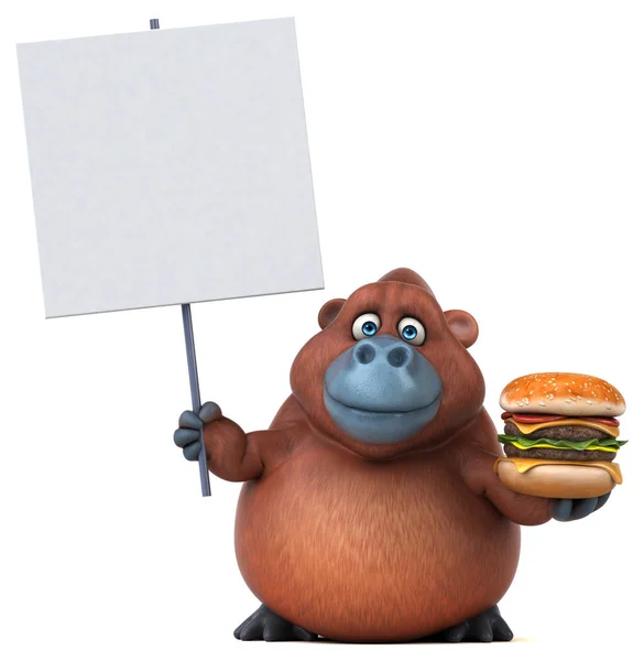 Rolig tecknad karaktär med hamburgare — Stockfoto