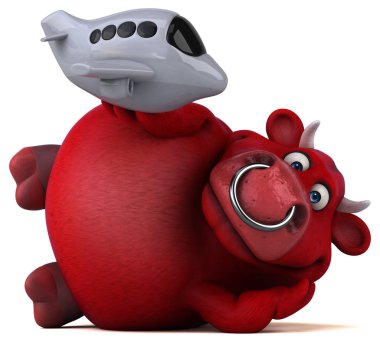 Komik çizgi film karakteri ile uçak   