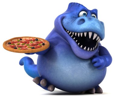 Eğlenceli dinozor holding pizza  