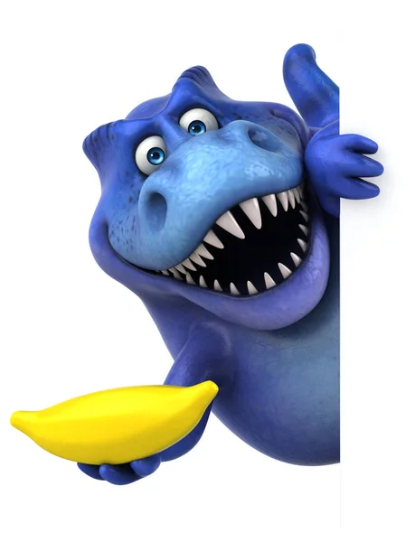 Fun dinosaur with banana — Stock Photo, Image