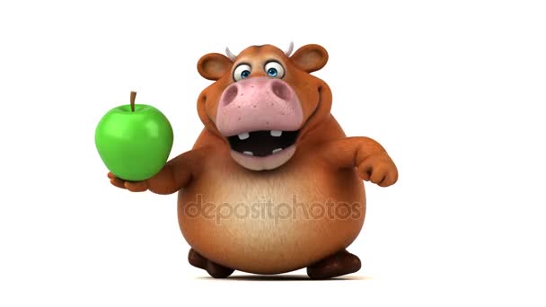 Cartoon  character holding apple — Stock Video