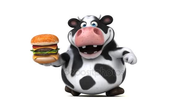 Character holding hamburger — Stock Video