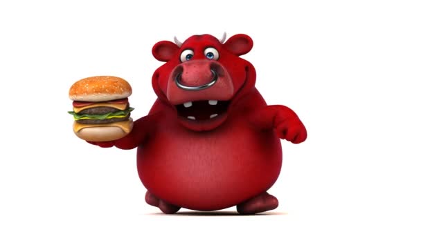 Carácter celebración hamburguesa — Vídeos de Stock