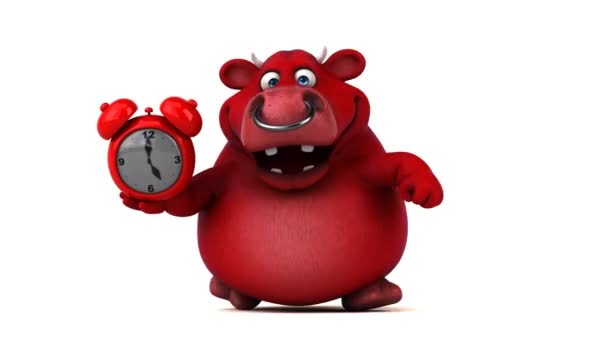 Cartoon character holding clock — Stock Video