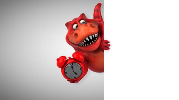 Cartoon character with clock — Stock Video