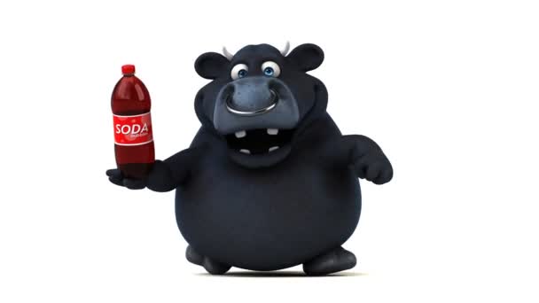 Personagem de desenho animado segurando refrigerante — Vídeo de Stock