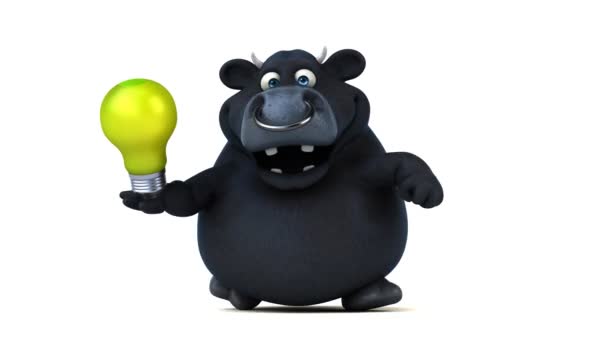 Funny cow holding lamp — Stock Video