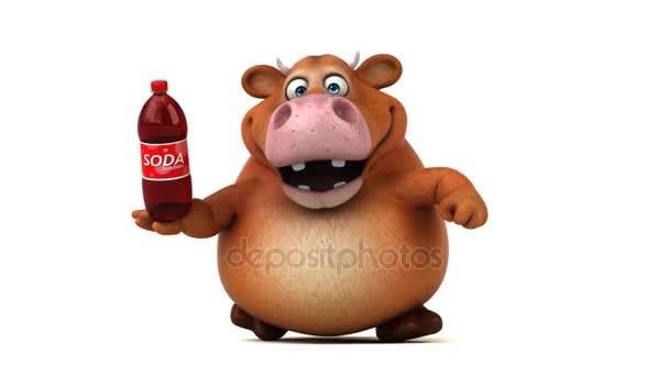 Cartoon character holding soda — Stock Video