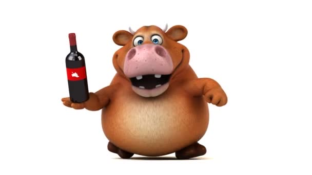 Cartoon character  holding wine — Stock Video