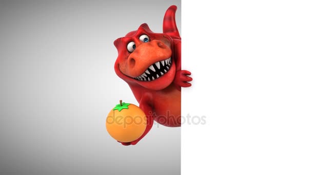 Lustige Cartoon-Figur mit orange — Stockvideo