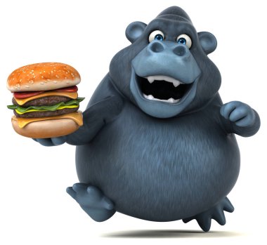  çizgi film karakteri holding hamburger