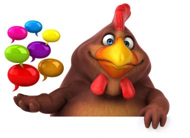 konuşma balonları tutan çizgi film karakteri