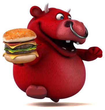  çizgi film karakteri holding hamburger