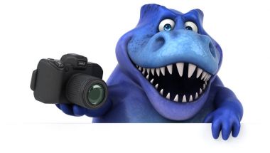 çizgi film karakteri holding kamera