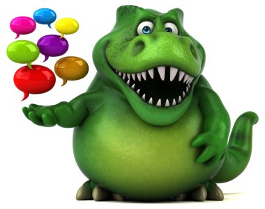 konuşma balonları tutan çizgi film karakteri