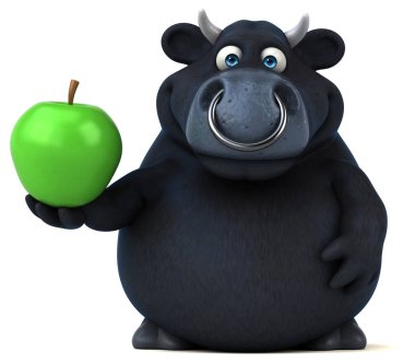 çizgi film karakteri holding elma 