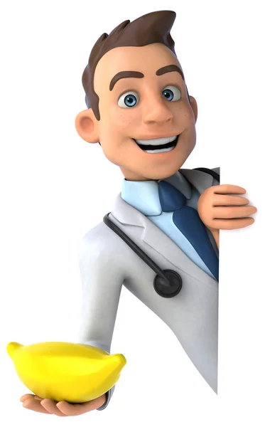 Doctor holding banana — Stock Photo, Image