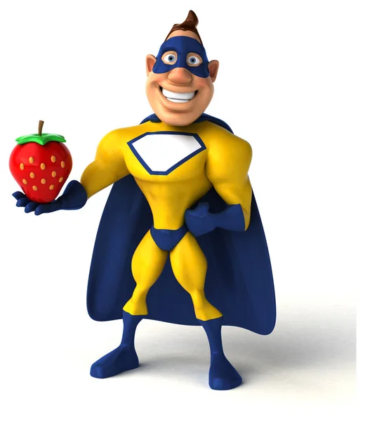 Superhjälte innehav jordgubb — Stockfoto
