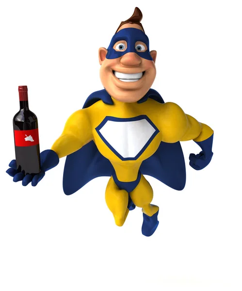 Süper kahraman holding şarap — Stok fotoğraf