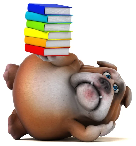 Funny cartoon character holding books — Stock Photo, Image