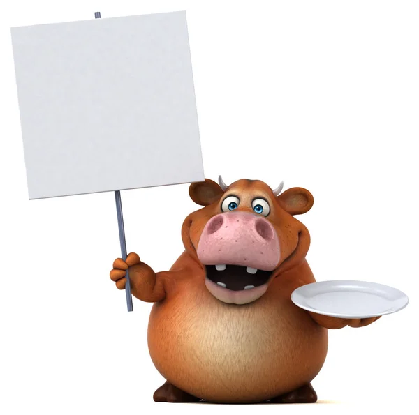 Cartoon character holding plate — Stock Photo, Image