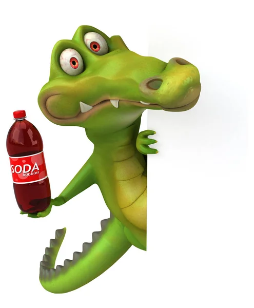 Personnage de dessin animé tenant soda — Photo