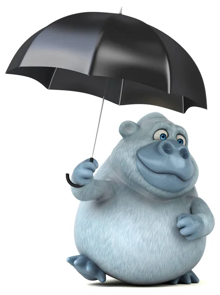 Personagem de desenho animado segurando guarda-chuva — Fotografia de Stock