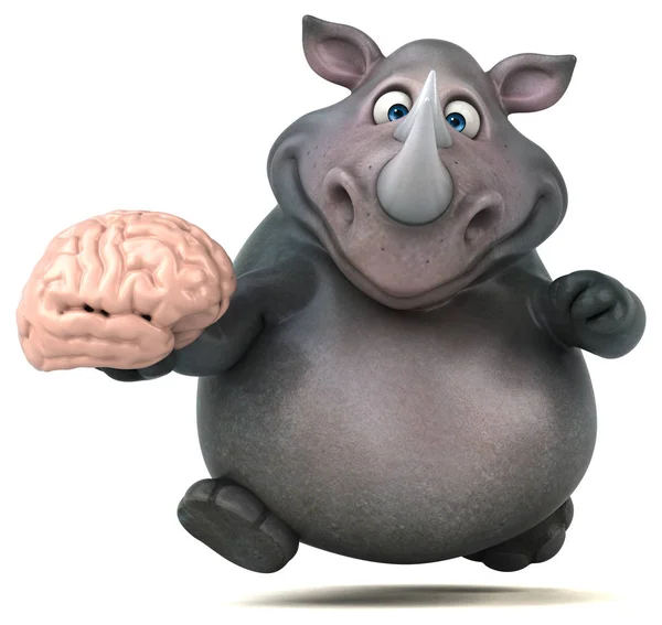 Personaje de dibujos animados que sostiene el cerebro — Foto de Stock