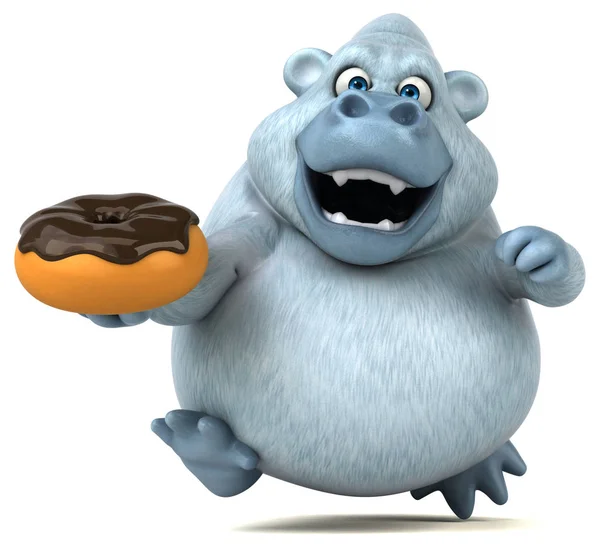 Personnage de dessin animé tenant donut — Photo