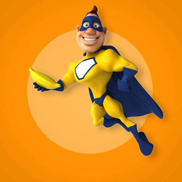 Superhjälte innehav banan — Stockfoto