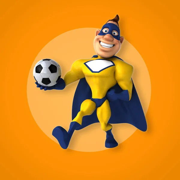 Superhero holding ball — Stock Photo, Image