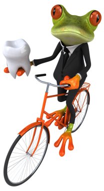 komik karikatür karakter holding diş 