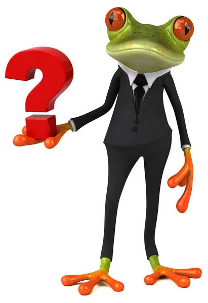 Character holding question mark — Stock Photo, Image