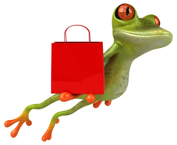 Personaje de dibujos animados celebración bolsa de compras — Foto de Stock