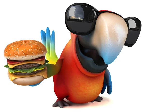 Personaggio dei cartoni animati in possesso di hamburger — Foto Stock