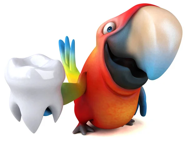 Divertente personaggio dei cartoni animati che tiene il dente — Foto Stock