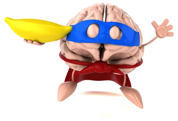 Cérebro segurando banana — Fotografia de Stock