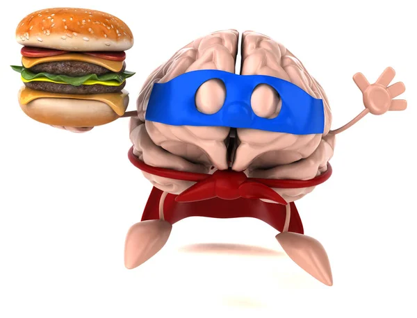 Brain holding hamburger — Stock Photo, Image