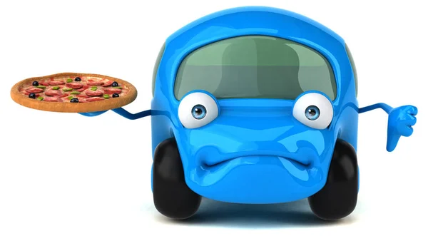 Spaßauto mit Pizza — Stockfoto